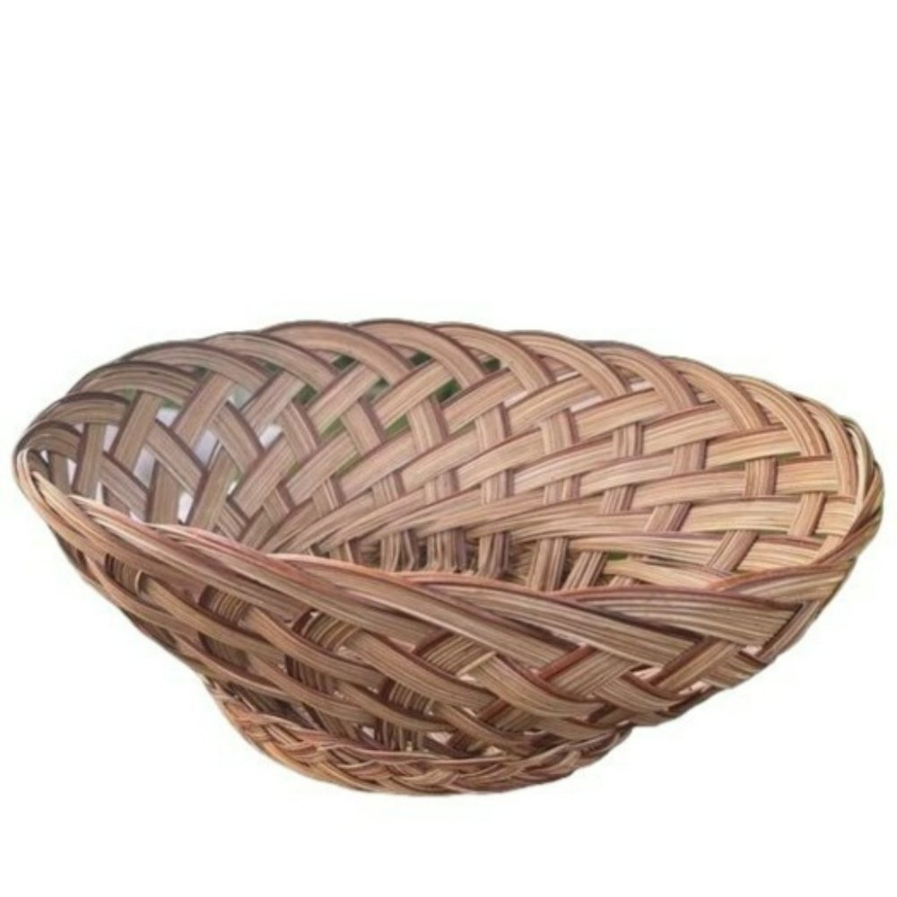 Farmhouse Handmade‎ Oval Woven Basket Bowl - Natural Materials Size 15x11.7x5.5